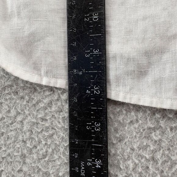 Loro Piana White Embroidered Linen Button-Up Shirt Size Large Made in Italy - Picture 8 of 10